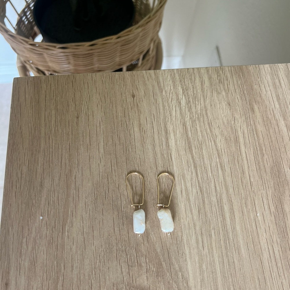 J. Crew Elegant Gold and White Dangle Earrings